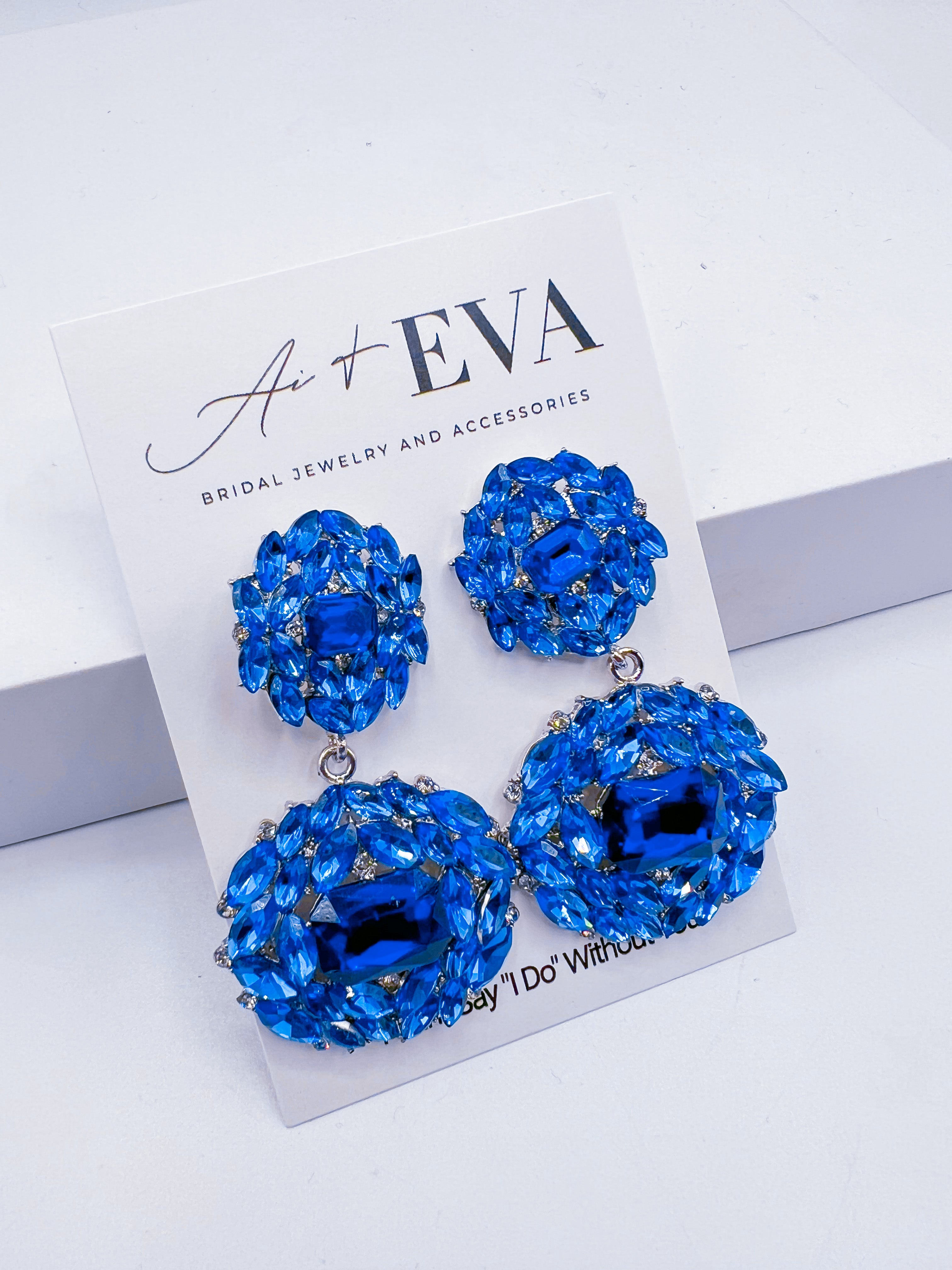 Buy Blue Large Crystal Earrings Royal Blue Rhinestone Earrings Online in  India  Etsy